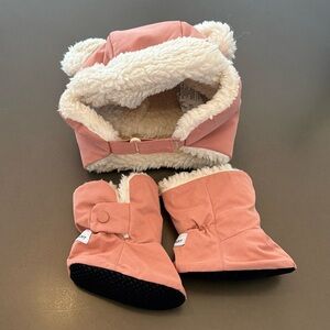 Cozy Pink Kids Hat and Booties Set